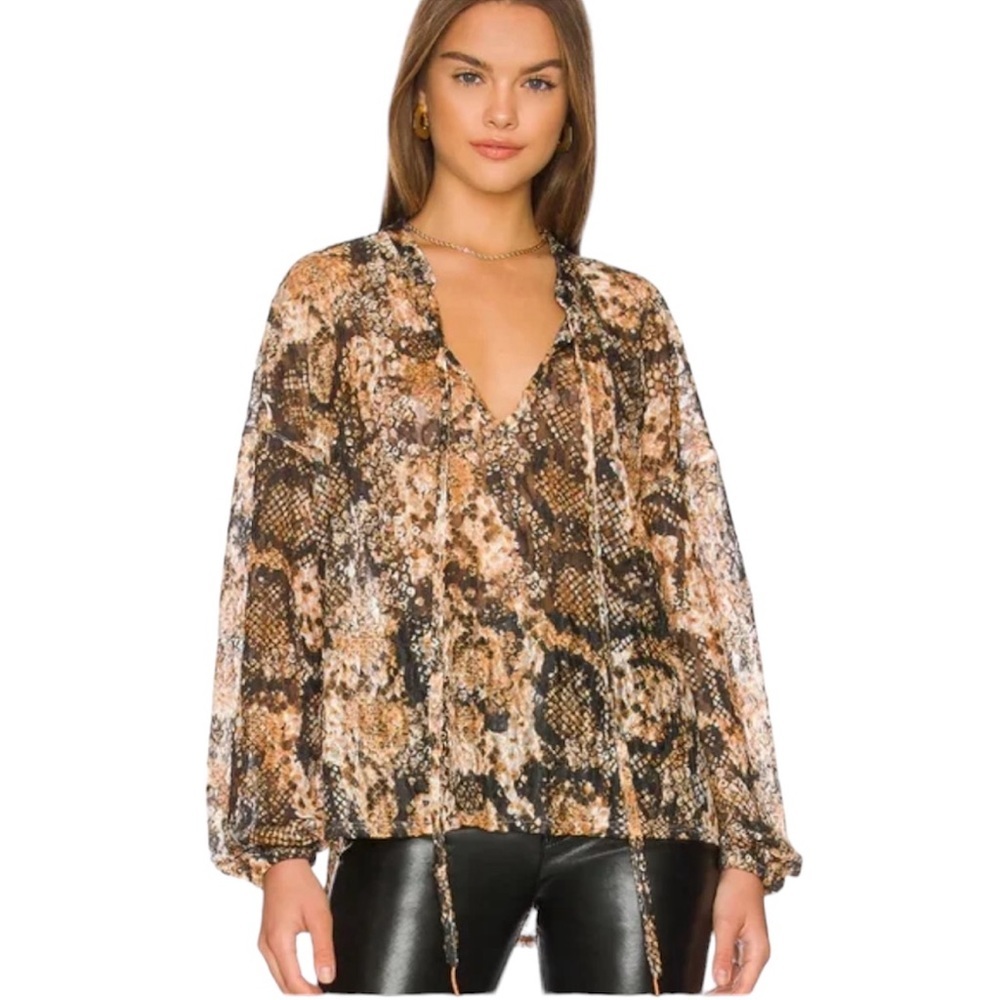 Free People | Out For The Night Snake Print Top Size Medium NWT